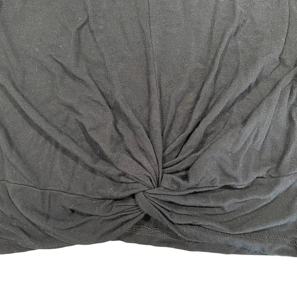 Gaze Twist Front Short Sleeve Cropped Tee, Size XS, Black - Picture 3 of 3